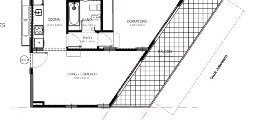 Depto de 2 ambientes en Juramento al 3200, Belgrano R